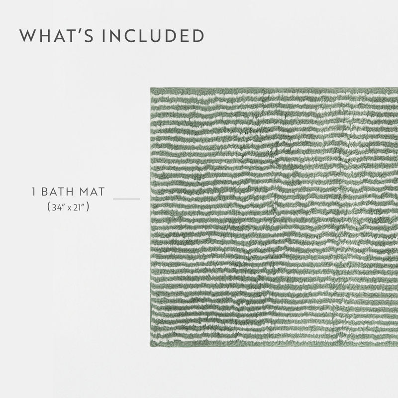 Cotton Pinstripe Bath Mat - Ultra Absorbent Tufted Bathroom Rug