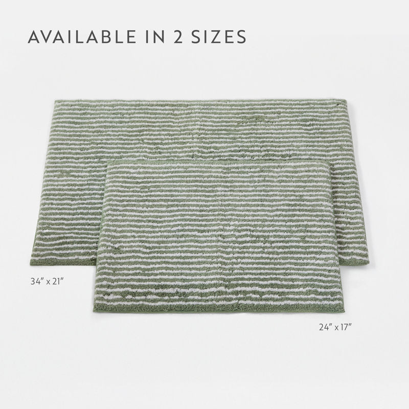 Cotton Pinstripe Bath Mat - Ultra Absorbent Tufted Bathroom Rug