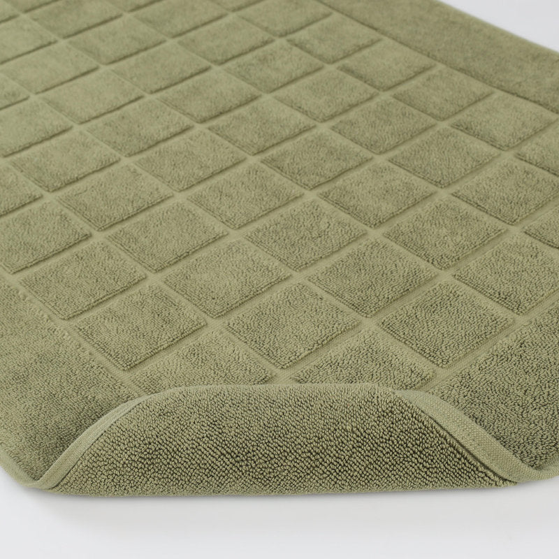 Checkered Cotton Bath Mat Set - 2-Piece Absorbent Bathroom Rugs