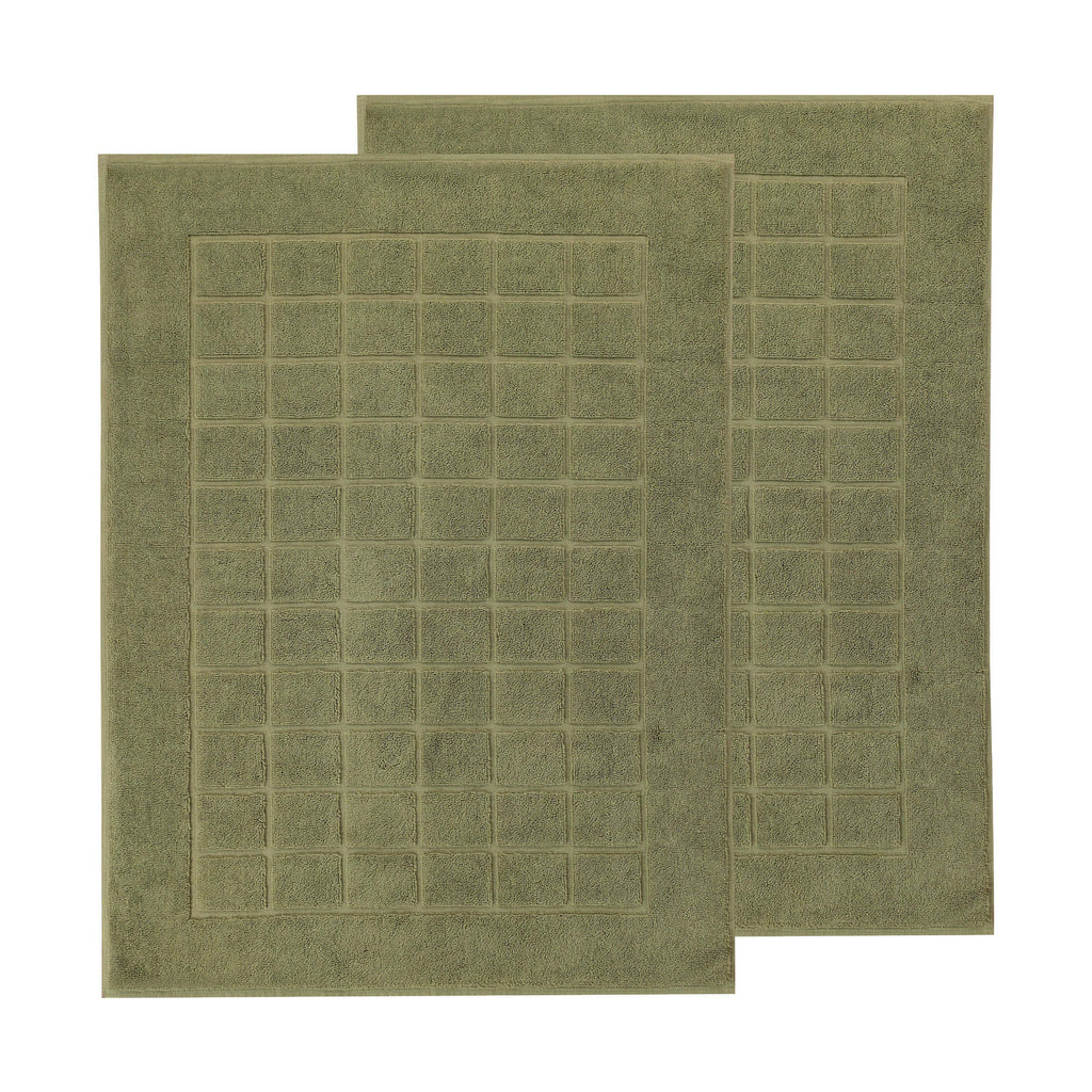 Checkered Cotton Bath Mat Set - 2-Piece Absorbent Bathroom Rugs