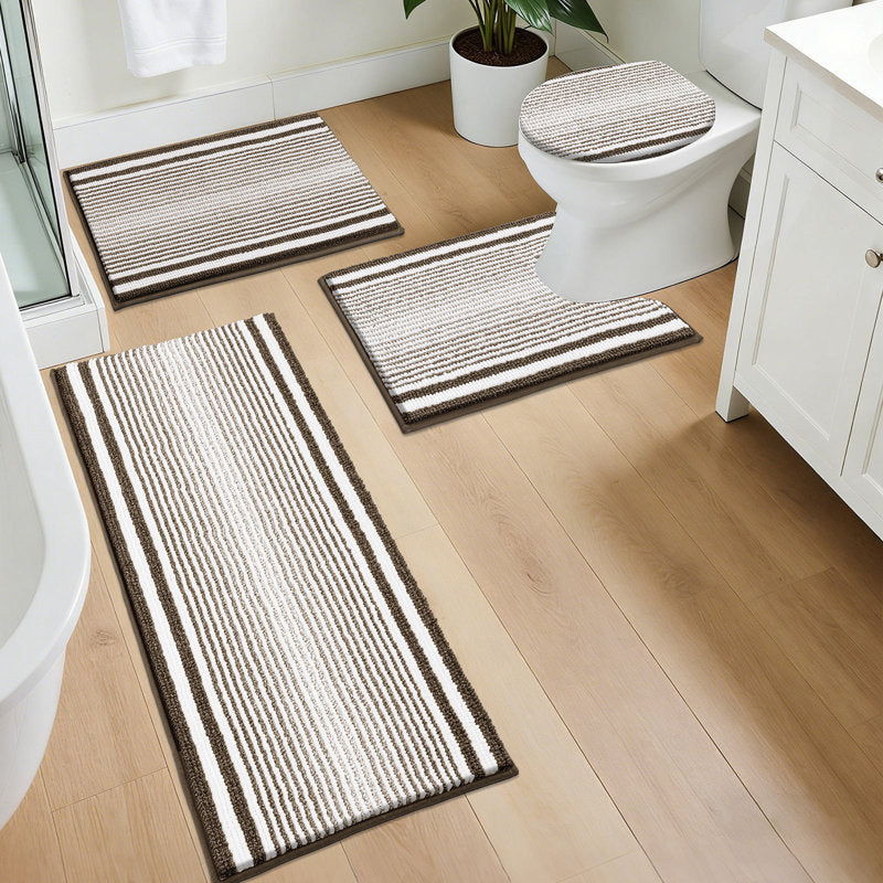 4-Piece Chenille Microfiber Bath Rug Set for Bathroom & Shower