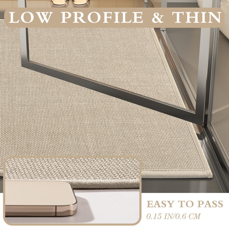 5-Piece Linen-Look Bath Rug Set - Non-Slip Spa Bathroom Decor