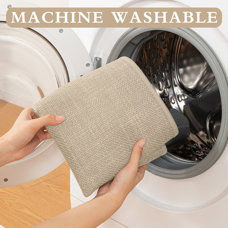 5-Piece Linen-Look Bath Rug Set - Non-Slip Spa Bathroom Decor