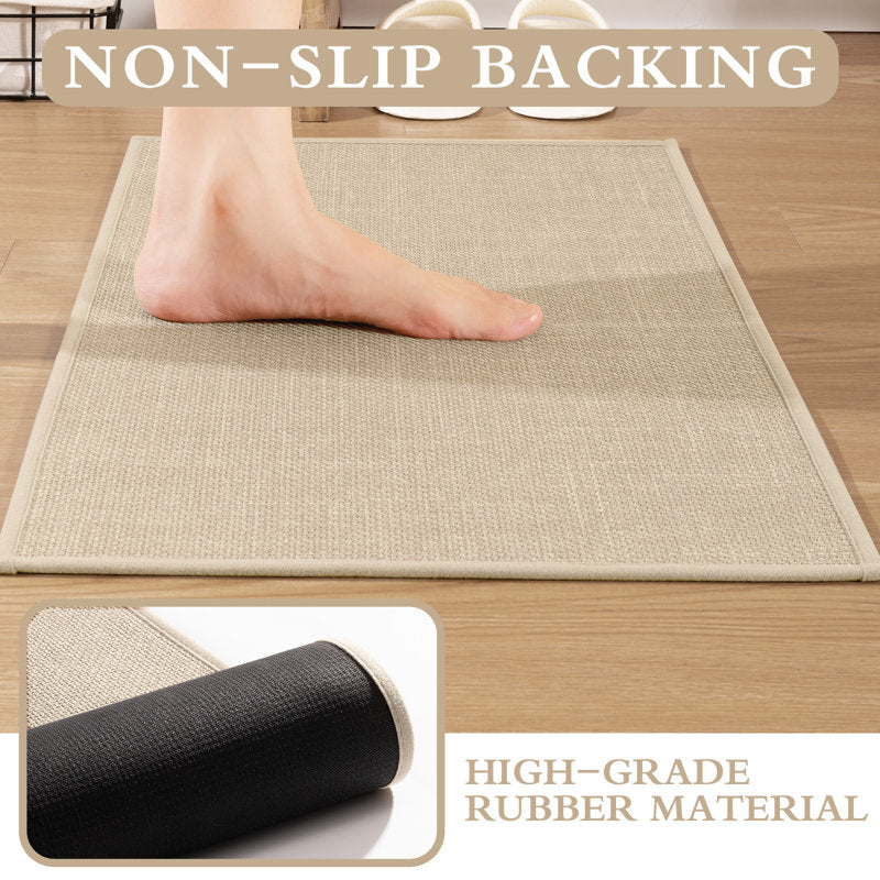 5-Piece Linen-Look Bath Rug Set - Non-Slip Spa Bathroom Decor