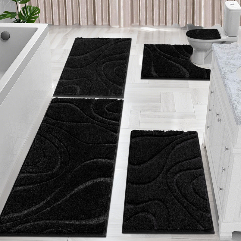 5-Piece Microfiber Bath Rug Set - Non-Slip Absorbent Bathroom Mats