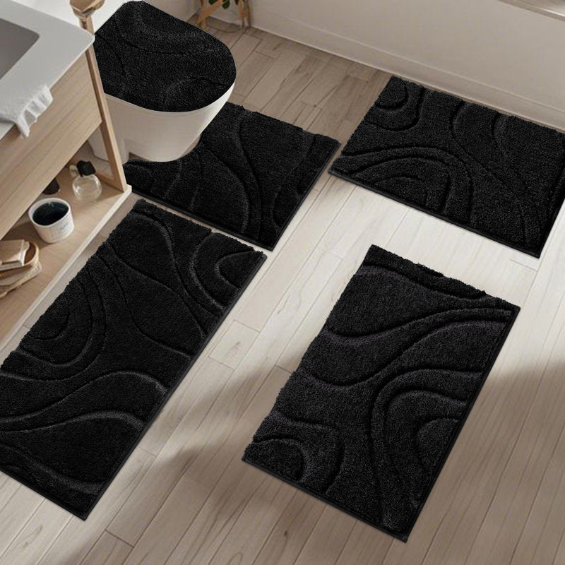 5-Piece Microfiber Bath Rug Set - Non-Slip Absorbent Bathroom Mats