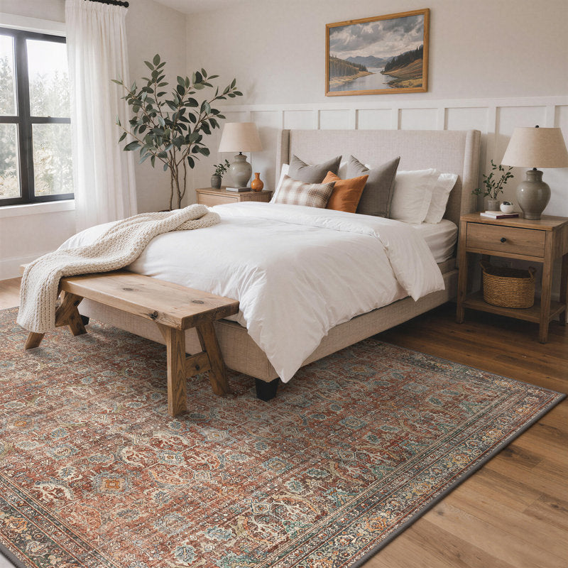 Abastos - Vintage Machine Washable Area Rug for High-Traffic Homes