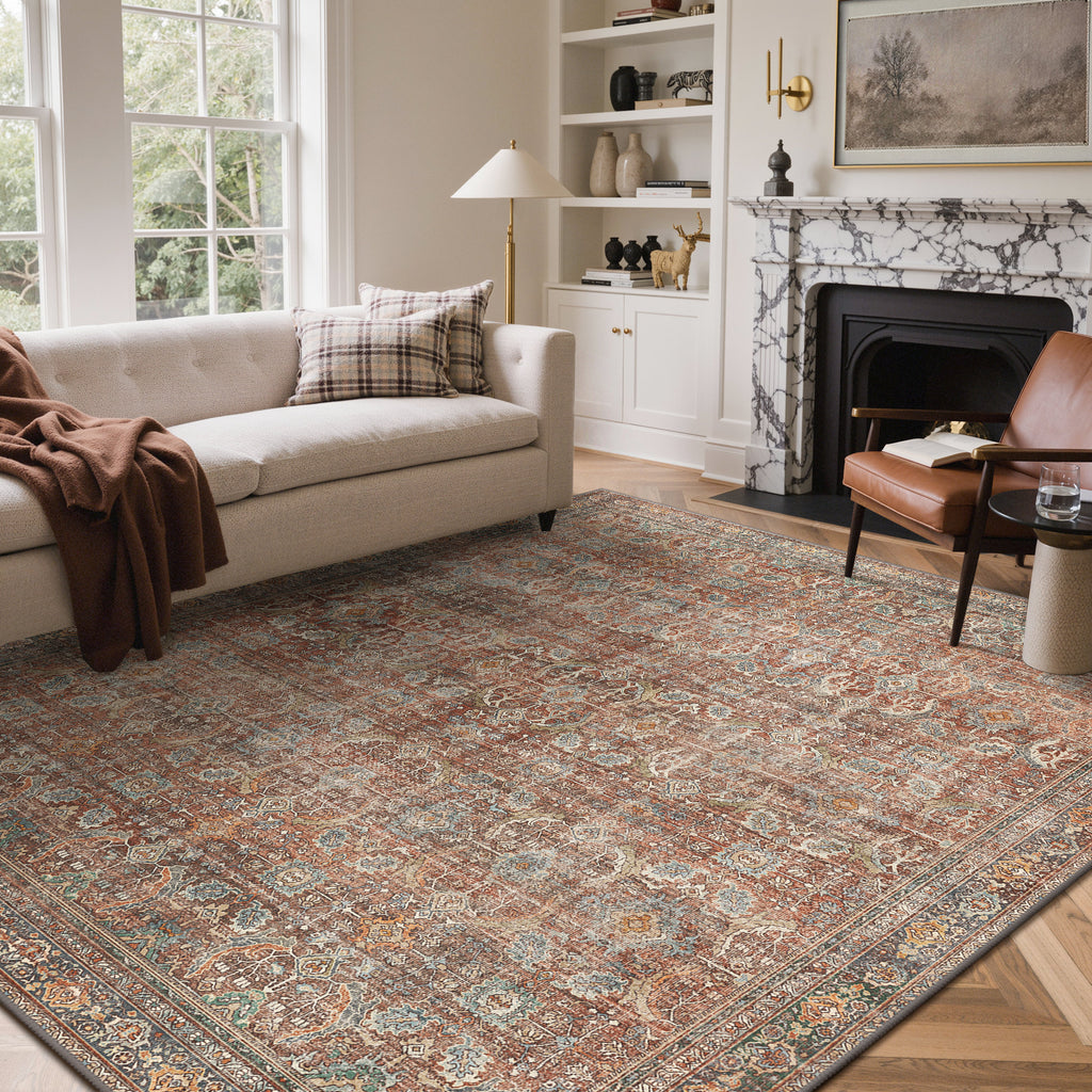 Abastos - Vintage Machine Washable Area Rug for High-Traffic Homes