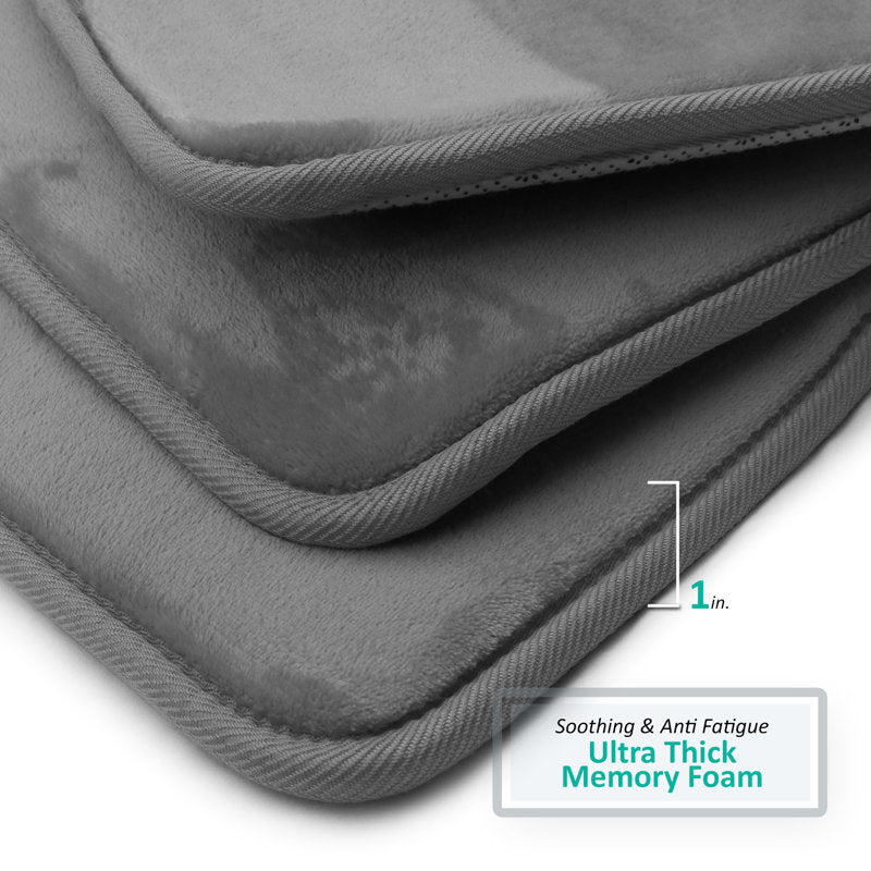 3-Piece Memory Foam Bath Rug Set - Ultra Soft Non-Slip Bathroom Mats