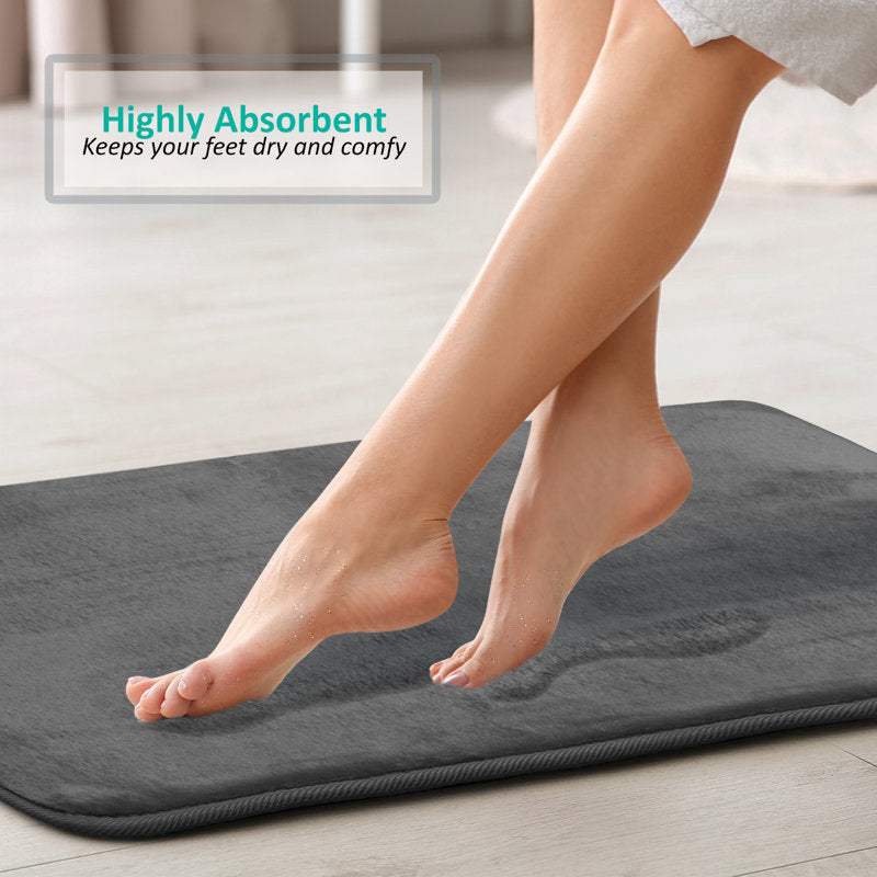 3-Piece Memory Foam Bath Rug Set - Ultra Soft Non-Slip Bathroom Mats