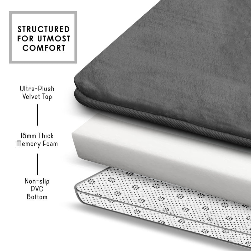 3-Piece Memory Foam Bath Rug Set - Ultra Soft Non-Slip Bathroom Mats