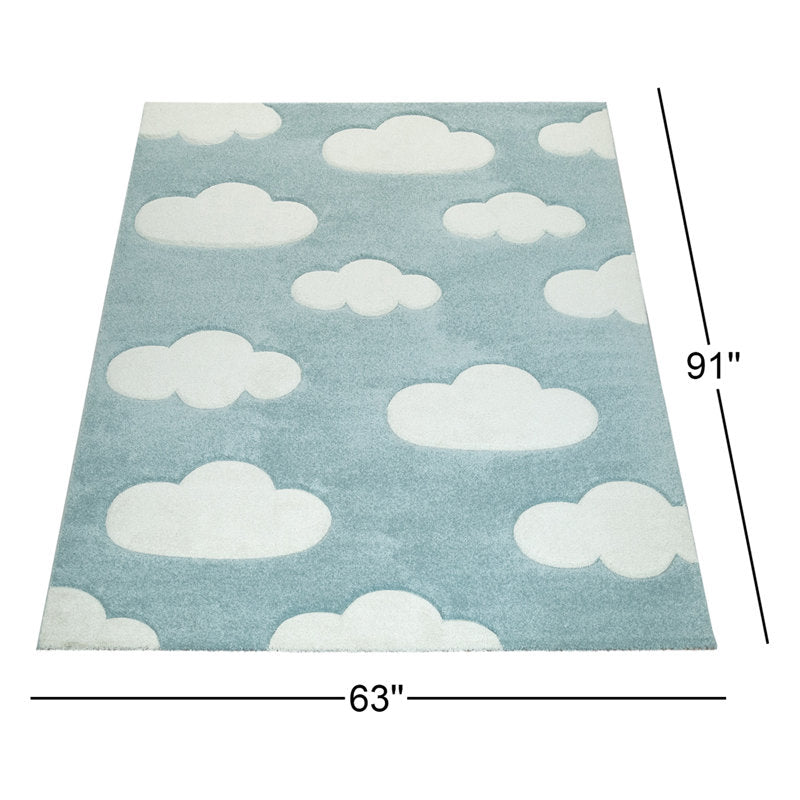 Cloud Pattern Polypropylene Area Rug for Nursery & Playroom