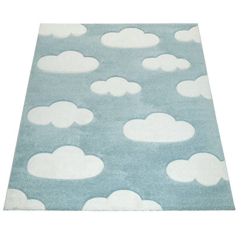 Cloud Pattern Polypropylene Area Rug for Nursery & Playroom