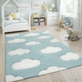 Cloud Pattern Polypropylene Area Rug for Nursery & Playroom
