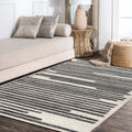 Berber Stripe Rug Modern Moroccan Cream/Black Area Rug