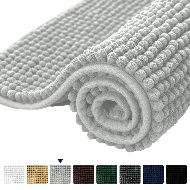 Luxury Chenille Bath Rug - Soft Absorbent Non-Slip Bathroom Mat