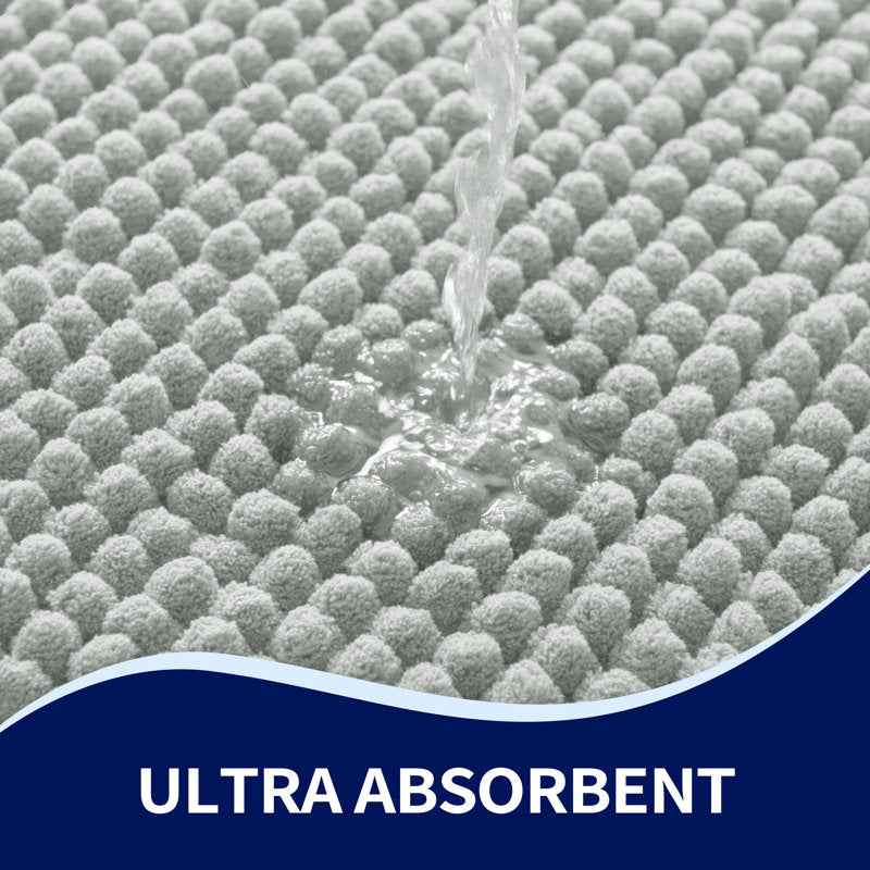 Luxury Chenille Bath Rug - Soft Absorbent Non-Slip Bathroom Mat