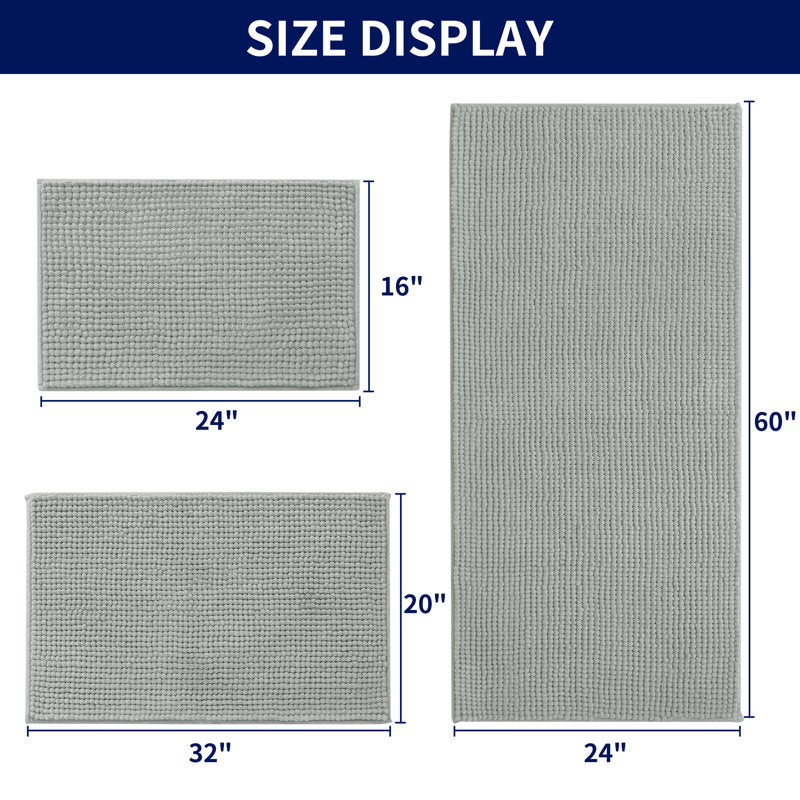 Luxury Chenille Bath Rug - Soft Absorbent Non-Slip Bathroom Mat