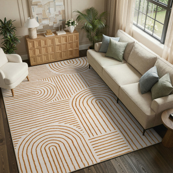 Celeta - Abstract Rainbow Striped Area Rug Modern Living Room Decor