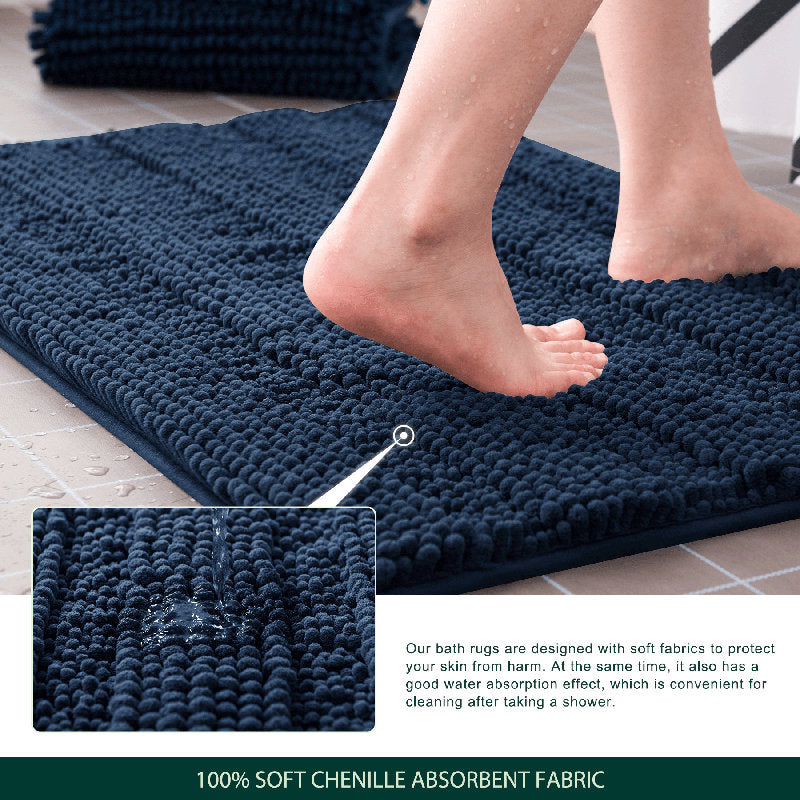 Chenault - Chenille Bath Mat Non-Slip Absorbent Microfiber Rug