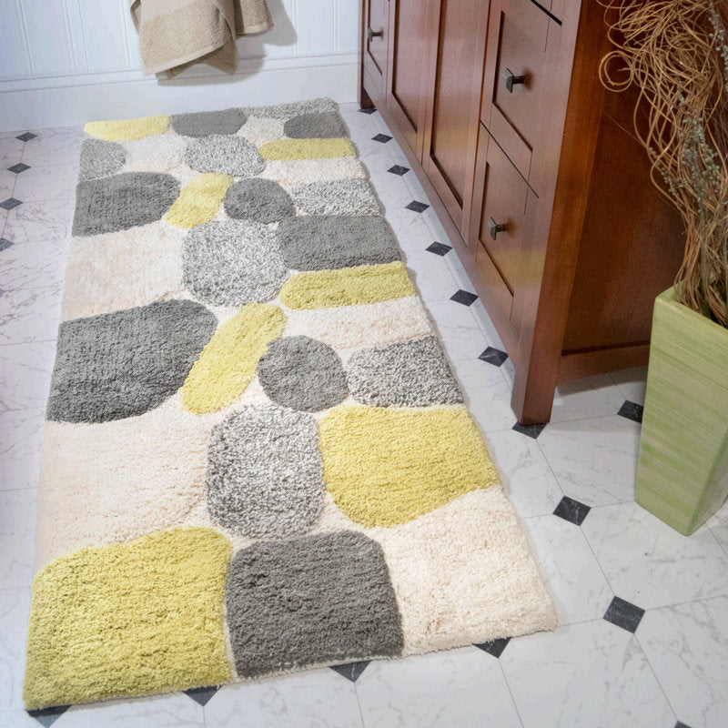 Cotton Pebble Pattern Bath Rug Runner - Non-Slip Bathroom Mat
