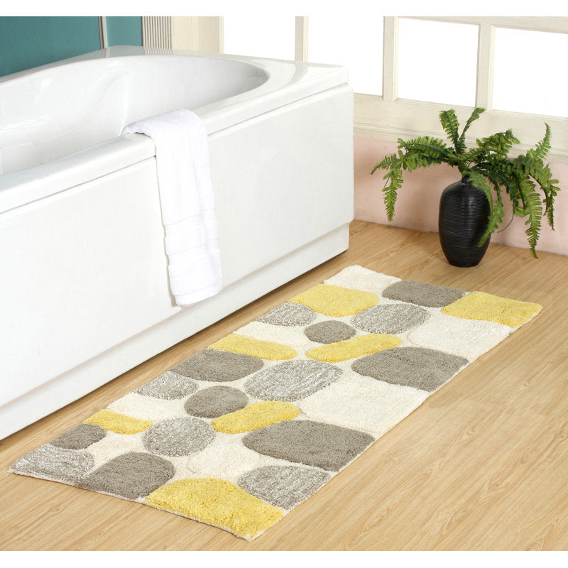 Cotton Pebble Pattern Bath Rug Runner - Non-Slip Bathroom Mat