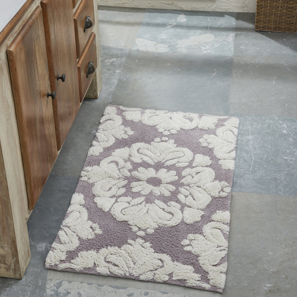 Danitra Cotton Medallion Bath Rug - Non-Slip Absorbent Bathroom Mat