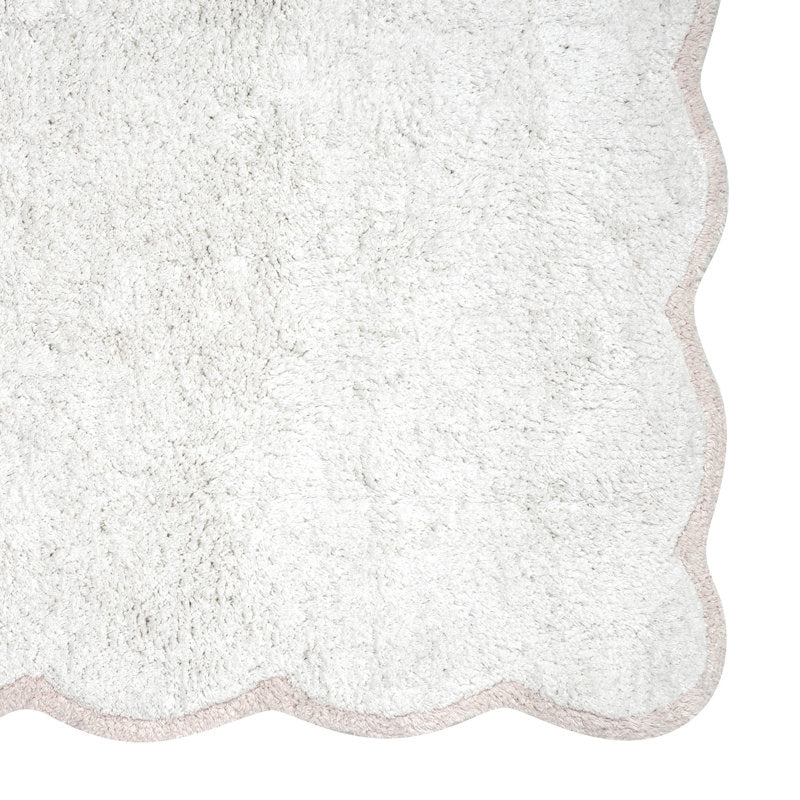 Cotton Bath Rug Scalloped Edge Whitman Bathroom Mat