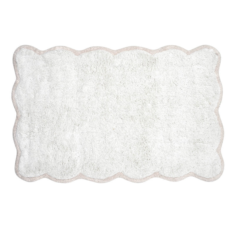 Cotton Bath Rug Scalloped Edge Whitman Bathroom Mat