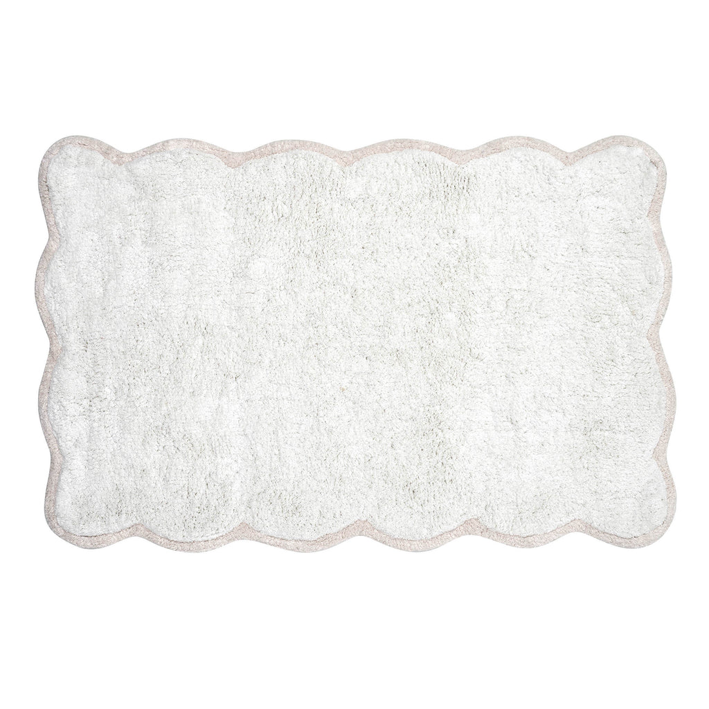 Cotton Bath Rug Scalloped Edge Whitman Bathroom Mat