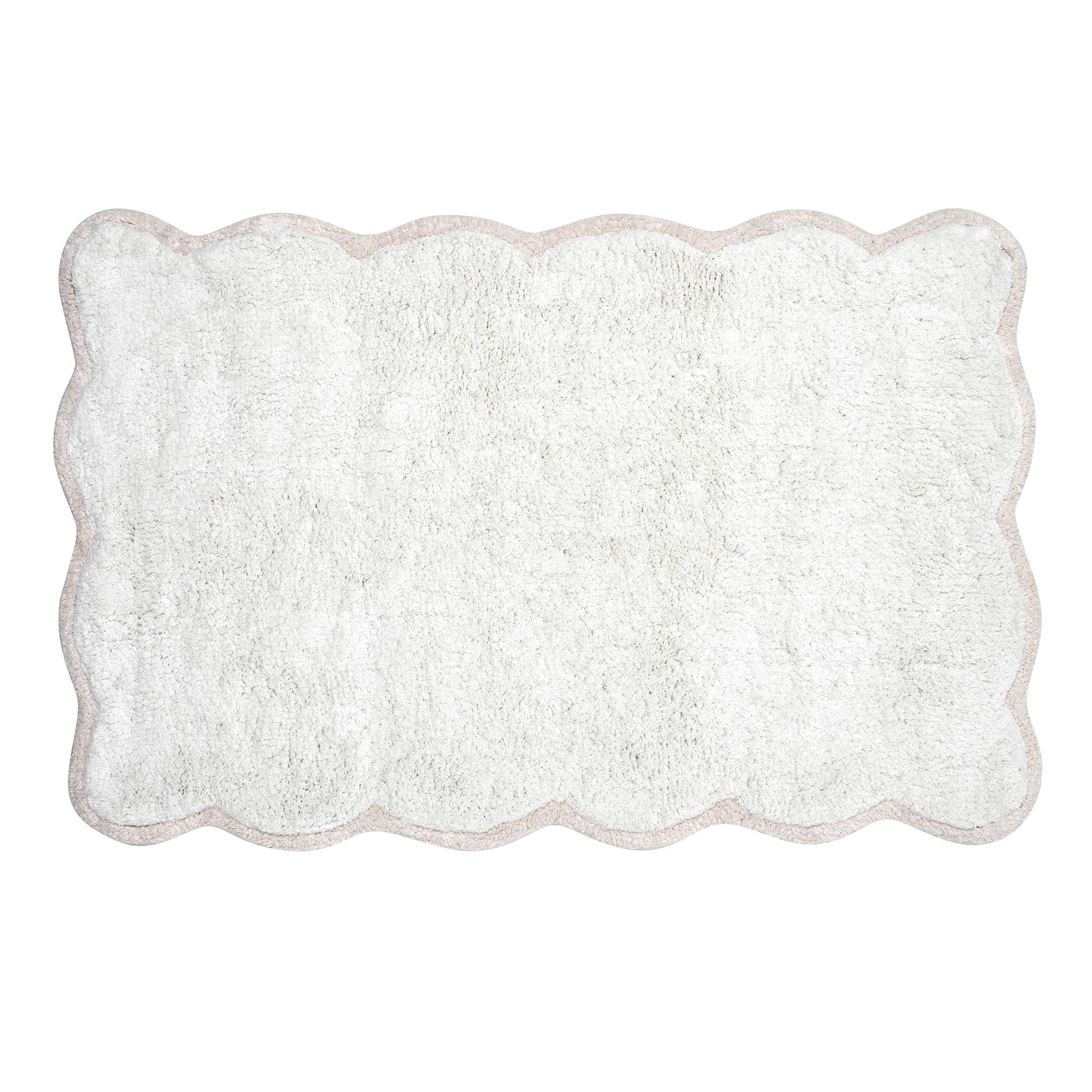 Cotton Bath Rug Scalloped Edge Whitman Bathroom Mat
