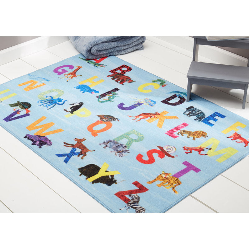 Eric Carle Alphabet Kids Area Rug - Machine Washable Playroom Decor