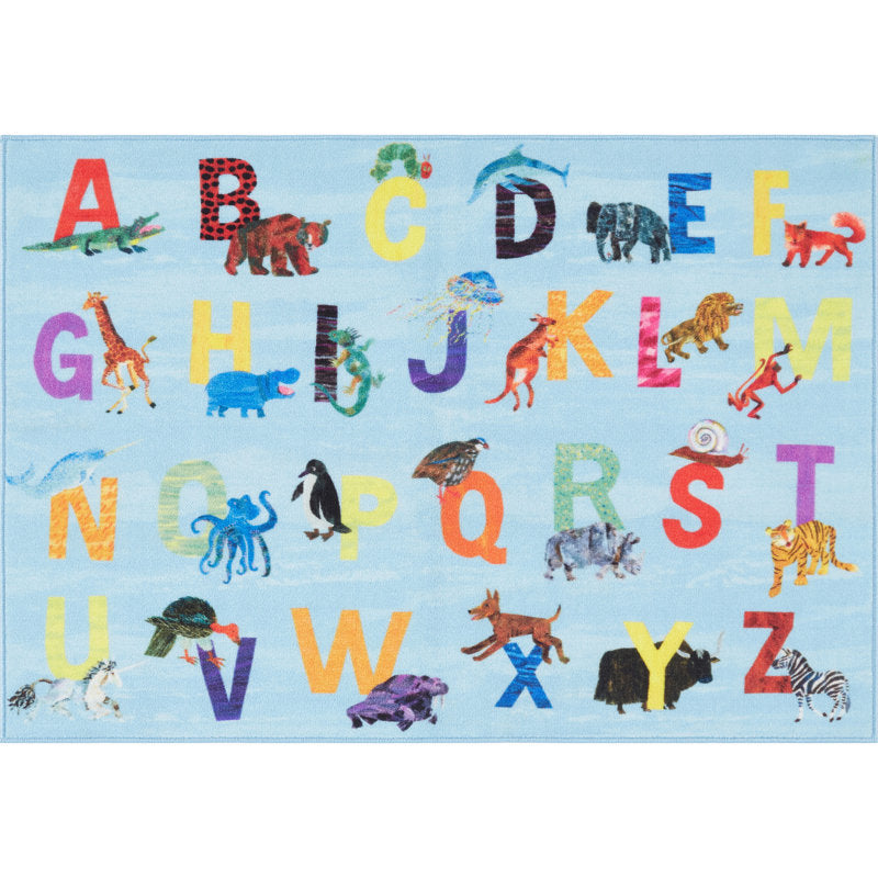 Eric Carle Alphabet Kids Area Rug - Machine Washable Playroom Decor