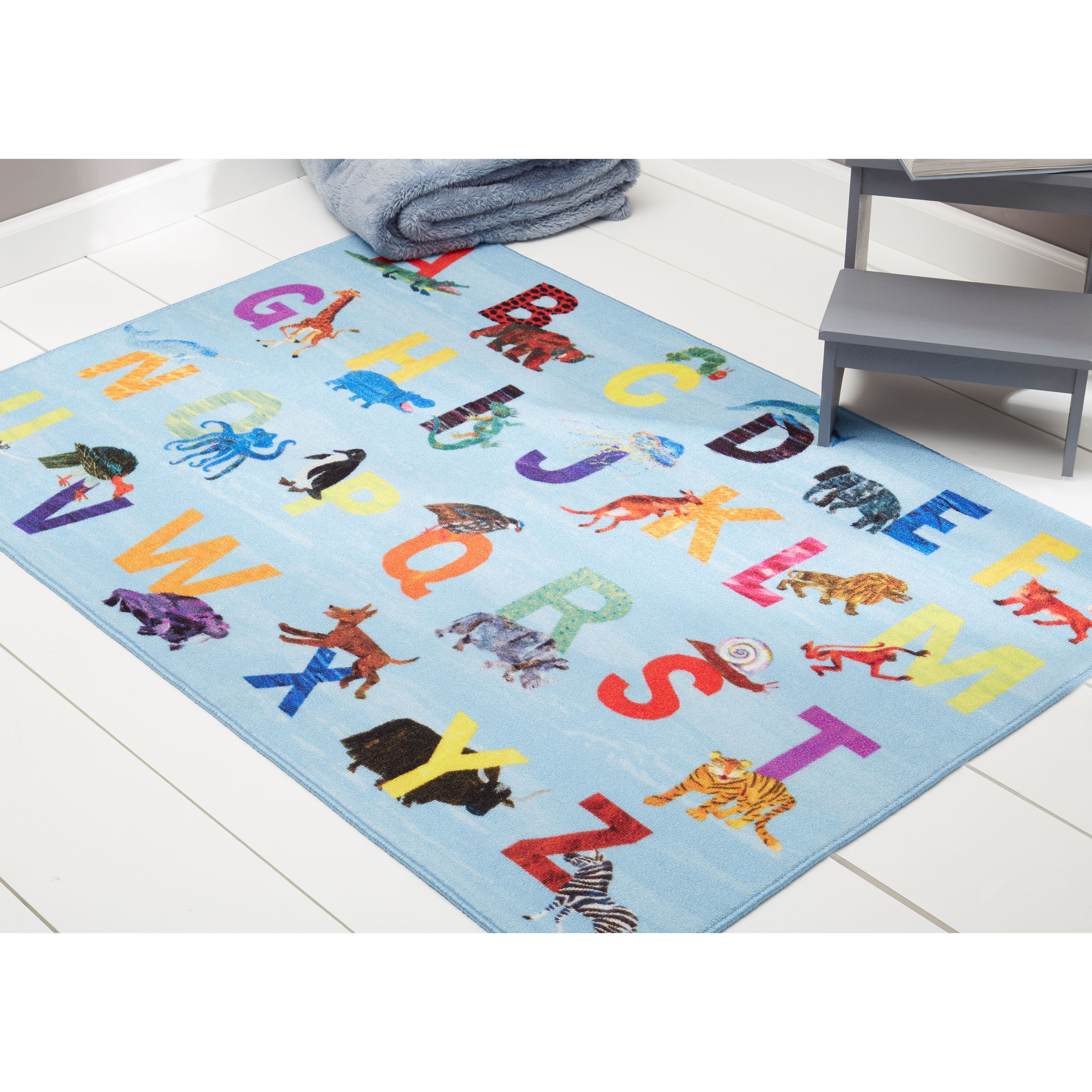 Eric Carle Alphabet Kids Area Rug - Machine Washable Playroom Decor