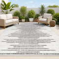 Exmore - Berber Stripe Geometric Rug Ivory/Black Indoor/Outdoor