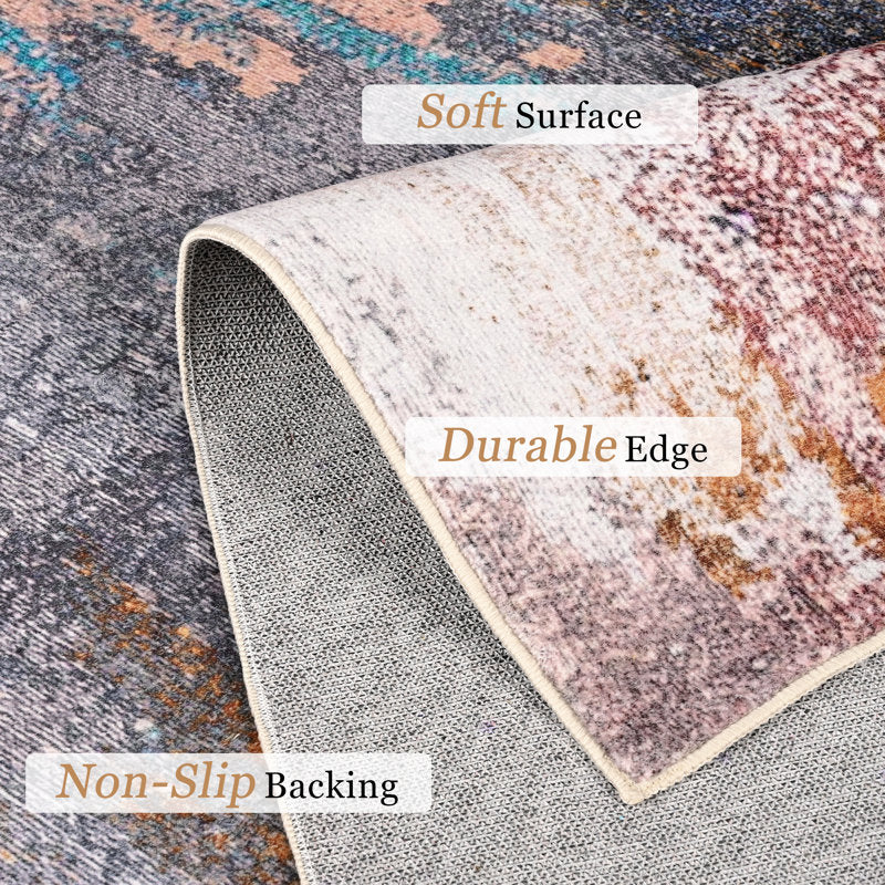 Fillender - Washable Abstract Area Rug Non-Slip Modern Living Room