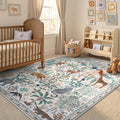 Jungle Animal Washable Kids Rug - Soft Non-Slip Nursery Area Rug