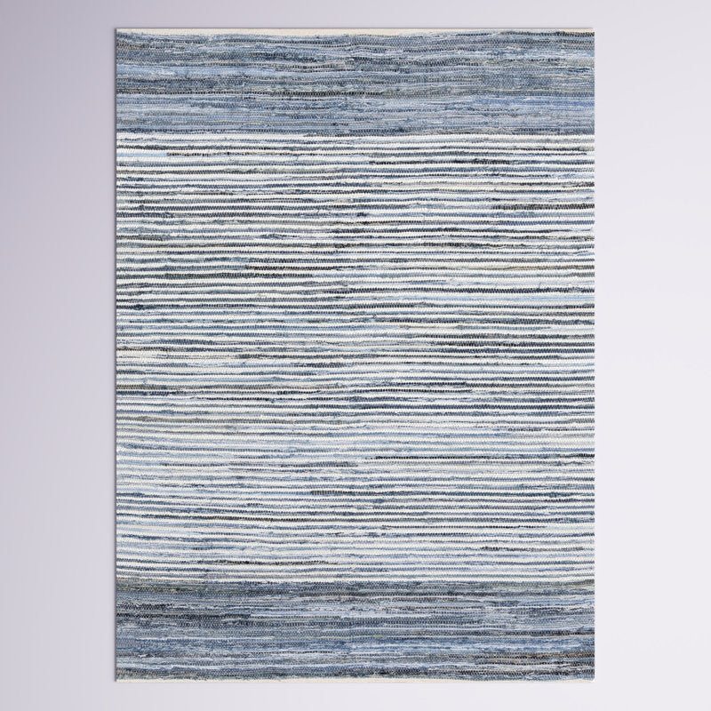 Braided Cotton Area Rug - Handmade Blue/Navy Striped Nursery Rug