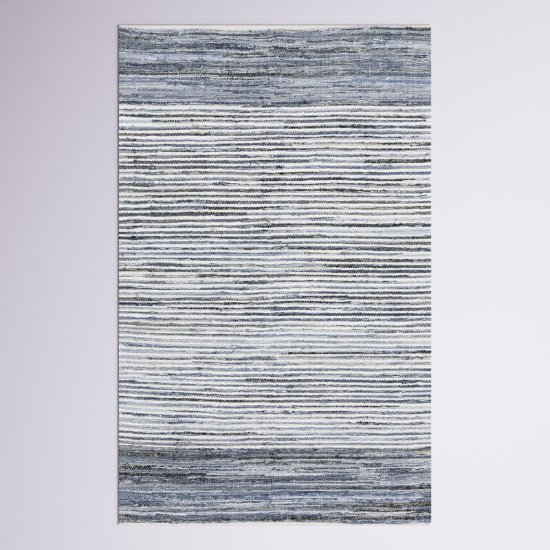 Braided Cotton Area Rug - Handmade Blue/Navy Striped Nursery Rug