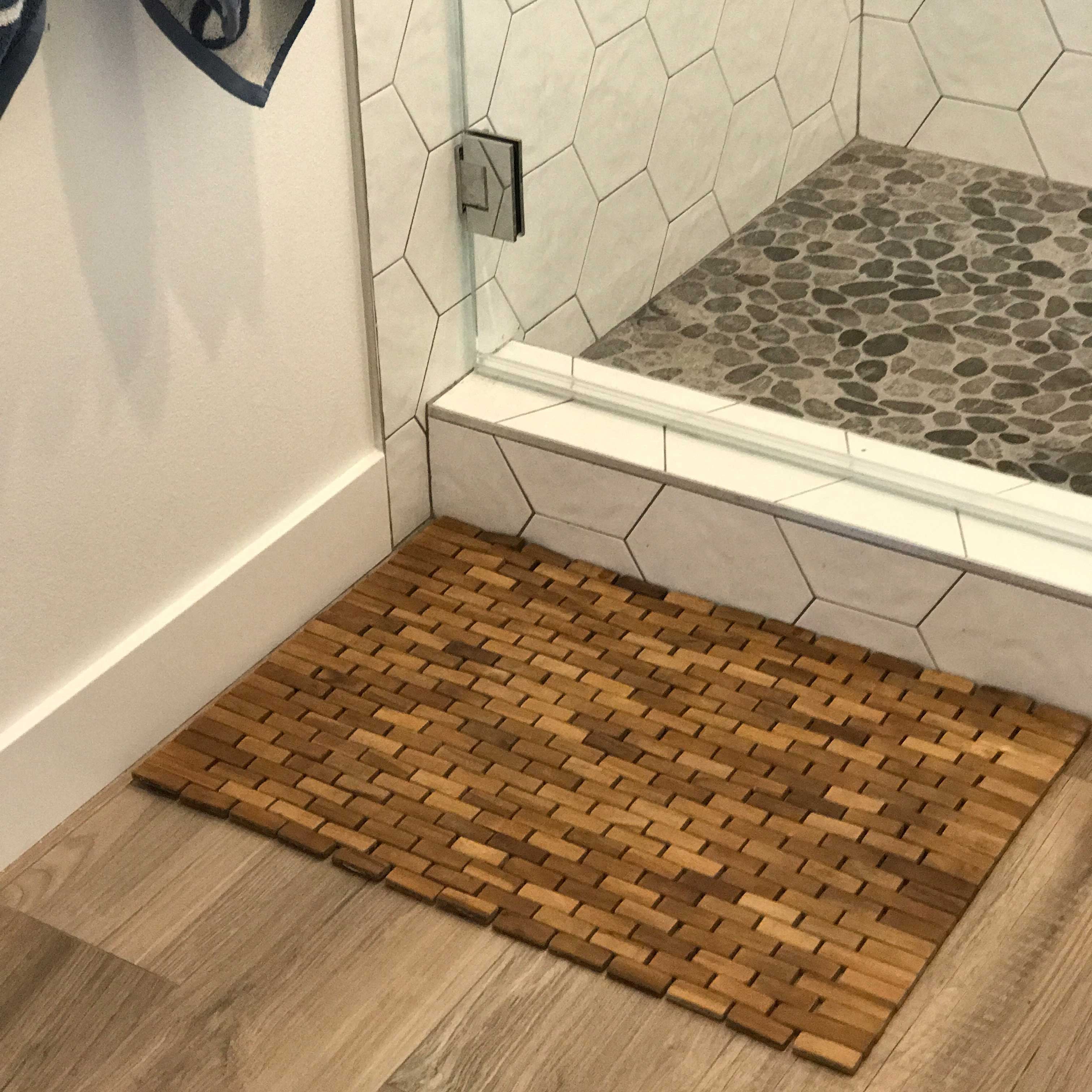 Natural Teak Wood Bath Rug - Spa Style Shower Mat