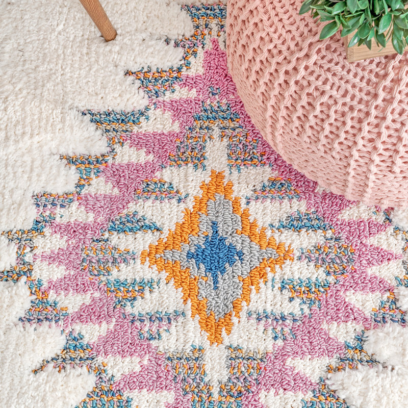 Ivory Diamond Shag Rug - Soft Performance Polypropylene - Kids & Nursery