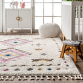 Ivory Diamond Shag Rug - Soft Performance Polypropylene - Kids & Nursery