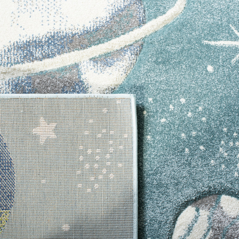 Higuera Modern Teal & Gray Area Rug - Stain Resistant Indoor Carpet