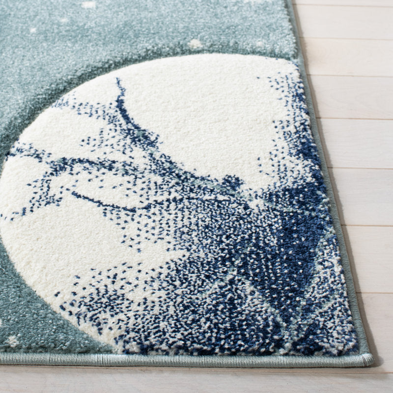 Higuera Modern Teal & Gray Area Rug - Stain Resistant Indoor Carpet