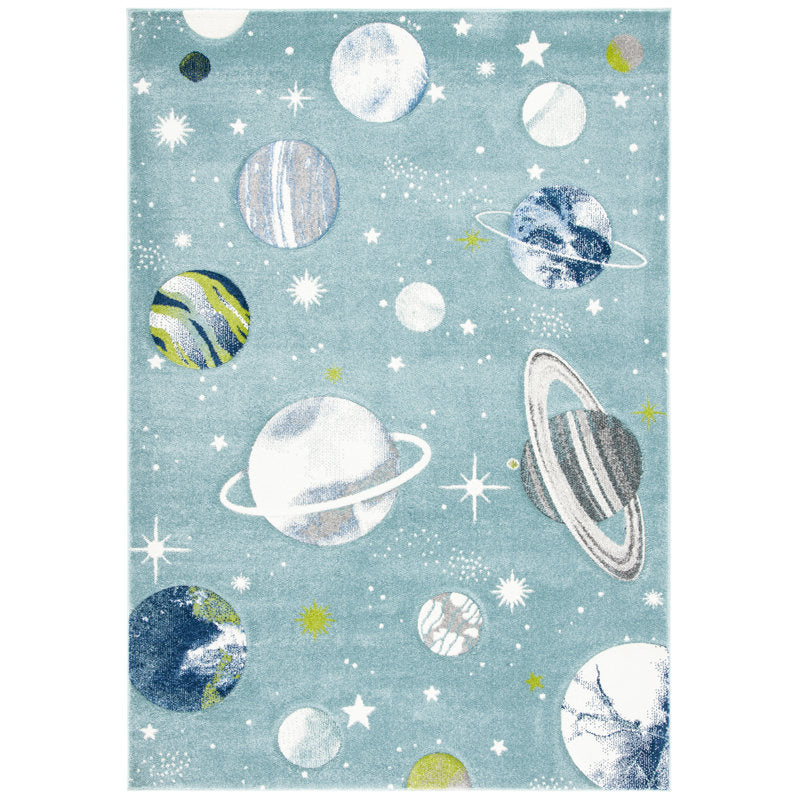 Higuera Modern Teal & Gray Area Rug - Stain Resistant Indoor Carpet