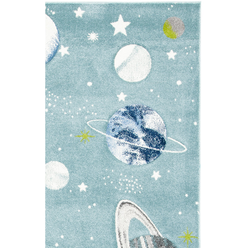 Higuera Modern Teal & Gray Area Rug - Stain Resistant Indoor Carpet