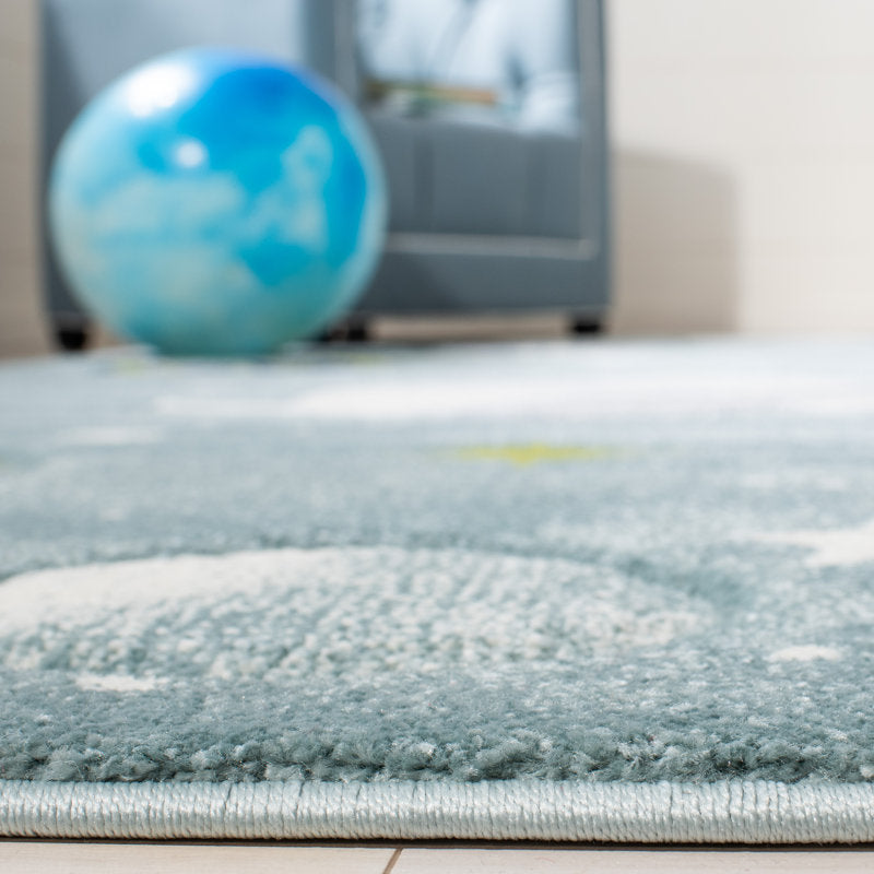 Higuera Modern Teal & Gray Area Rug - Stain Resistant Indoor Carpet