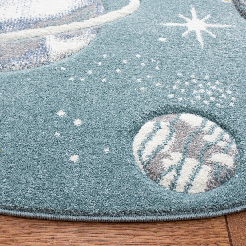 Higuera Modern Teal & Gray Area Rug - Stain Resistant Indoor Carpet