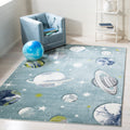 Higuera Modern Teal & Gray Area Rug - Stain Resistant Indoor Carpet