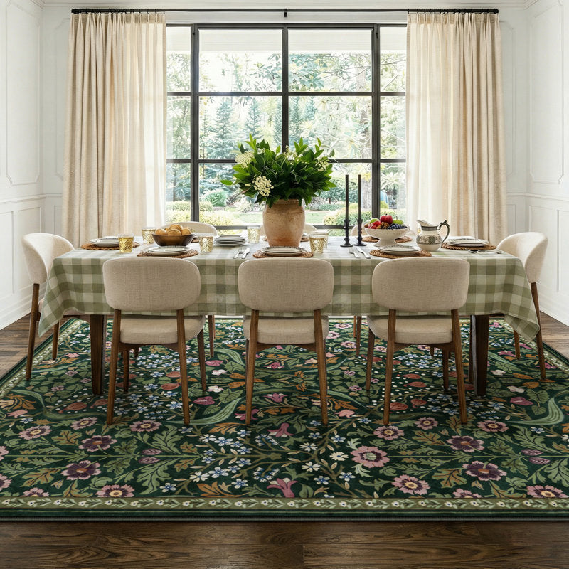 Kaldi - Floral Washable Area Rug Non-Slip Living Room & Bedroom